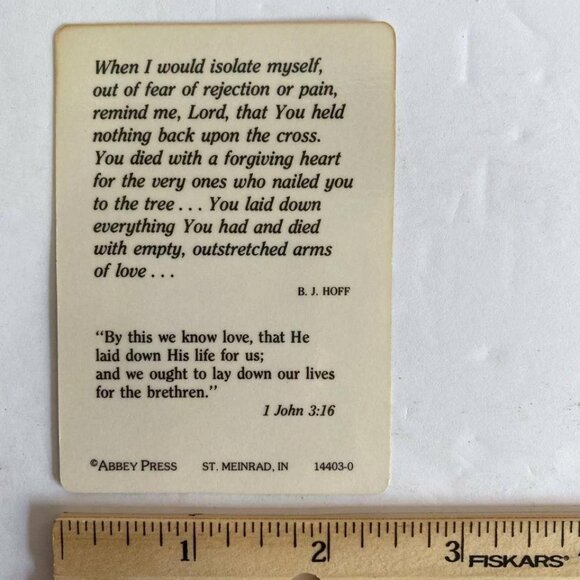 Abbey Press Bookmark - 1 John 3:16 bible verse B.J. Hoff quote floral VINTAGE - Picture 2 of 2